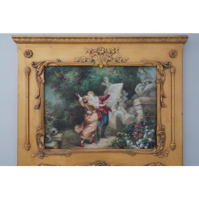 French French Louis XV Trumeau Style Gold Mirror For Sale - Image 3 of 12