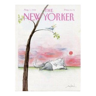 1988 Vintage New Yorker Magazine Cover, August 1, Ronald Searle Cover Art, Mozart Cat For Sale