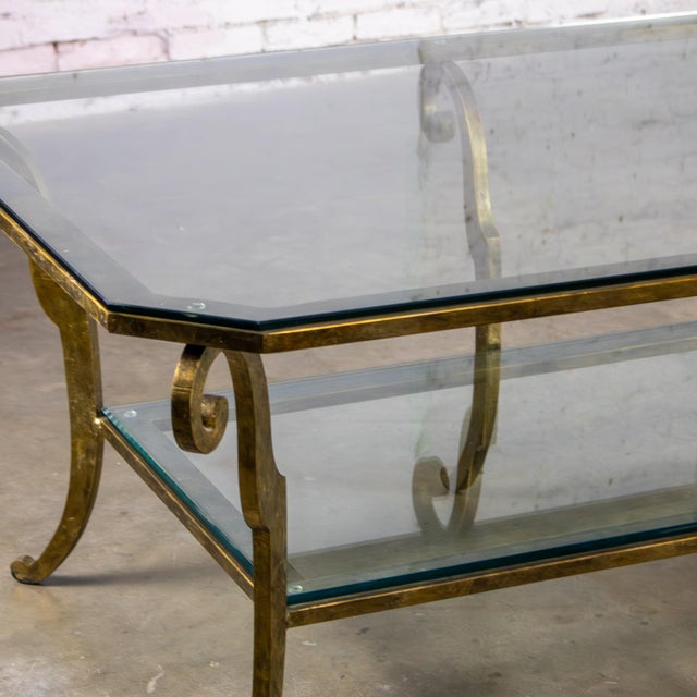 Gold Late 20th Century Hollywood Regency to Neoclassical Style Monumental Coffee Table Gilded Welded Steel Tube Frame For Sale - Image 8 of 18