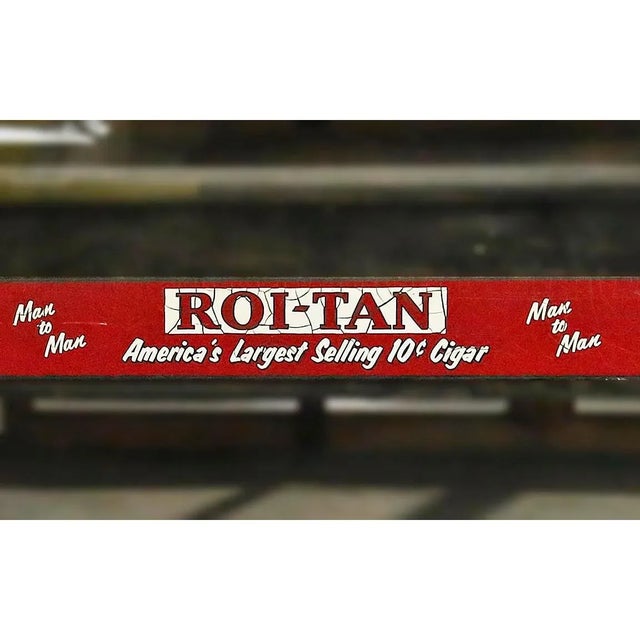 Early 20th Century cigar store display case with sliding wooden doors and two drawers at the back. 'ROI-TAN-America's...