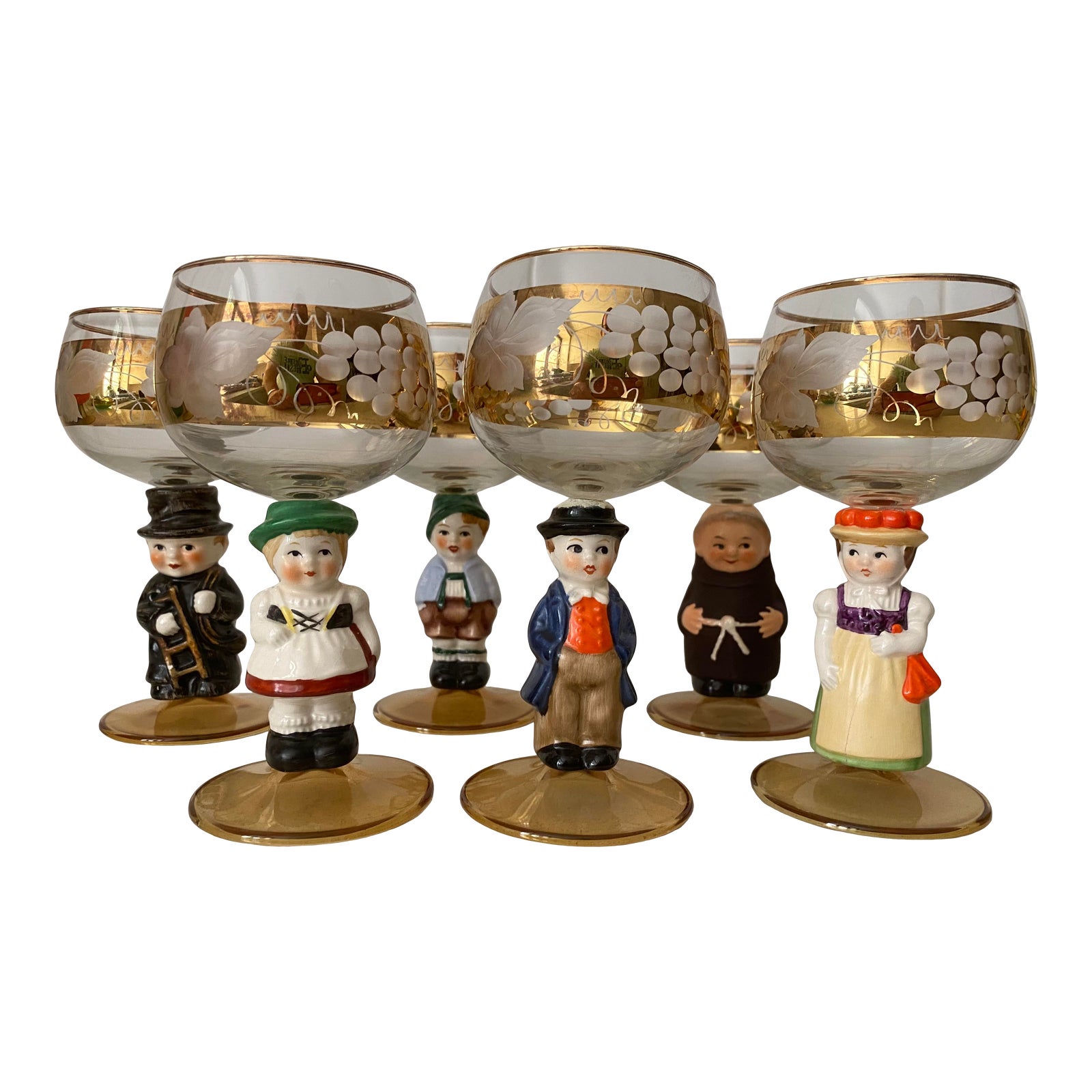 Vintage Goebel Hummel Bavarian Figurine Wine Glasses Set of 6 Chairish