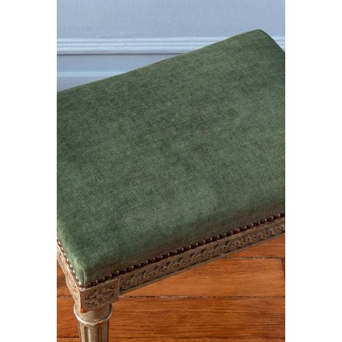 French Louis XVI Upholstered Painted Ottomans, 19th Century, Set of 2 For Sale - Image 12 of 14