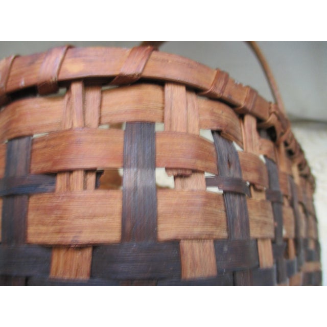 Antique Native American Cherokee Miniature Rivercane Gathering Basket For Sale - Image 9 of 11