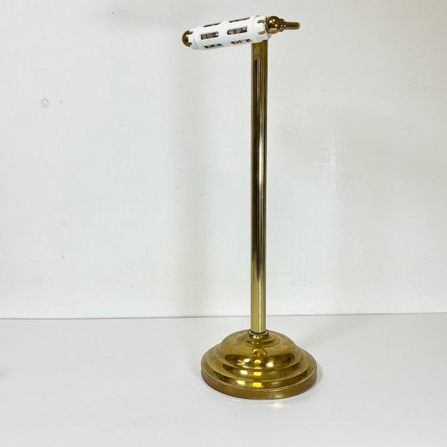 Mid-Century Hollywood Regency Brass Freestanding Toilet Paper Holder For Sale - Image 4 of 12