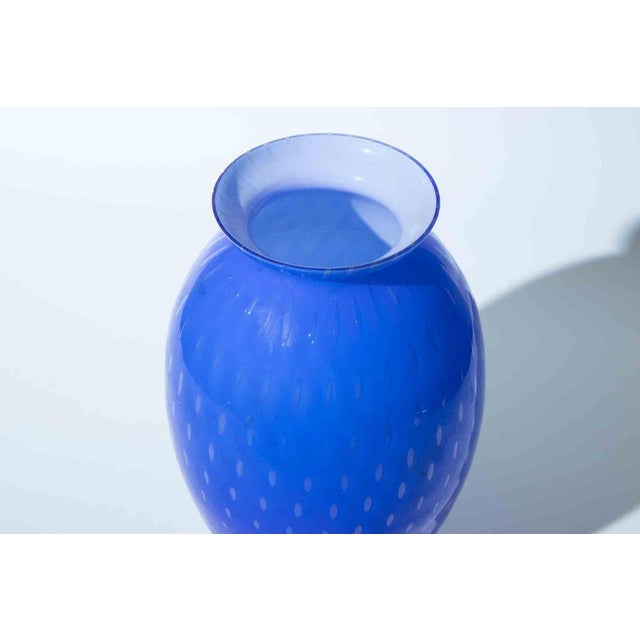 Murano Blue Art Glass Vase with Polka Dot Pattern, 1970s For Sale - Image 3 of 5