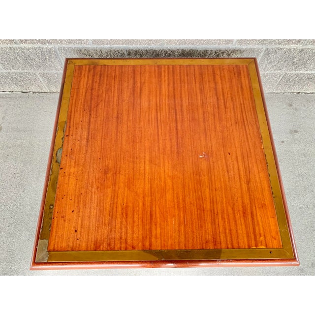 Brass Vintage Large Wood and Brass Coffee Table For Sale - Image 8 of 10