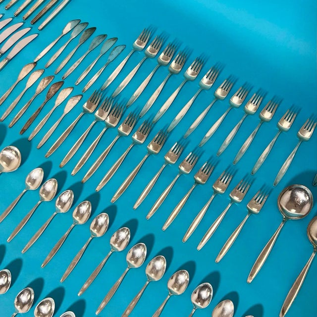 Circa 1950s Georg Jensen Sterling Silver "Cypress" Flatware, Service for Twelve- 93 Pieces For Sale In Boston - Image 6 of 10