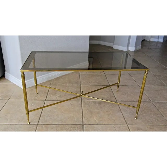 1950s French Brass X Base Coffee Cocktail Table For Sale - Image 13 of 13