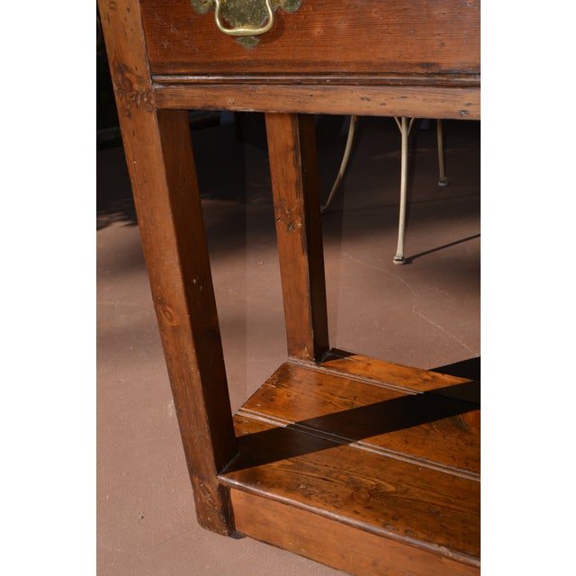 Antique English Pine Sideboard / Console Table W/ 2 Drawers & Removable Open Plate Rack For Sale - Image 4 of 18