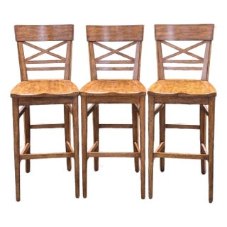 Ethan Allen “Tango” Cross Back Barstools - Set of 3 For Sale
