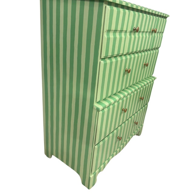 Hand-Painted Green Striped Dresser | Circus Interior Meets Neo Deco For Sale In Atlanta - Image 6 of 7