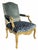French Quatrain for Dessin Fournir Louis XV Style Giltwood Fauteuil Arm Chair W Blue Silk Velvet For Sale - Image 3 of 5