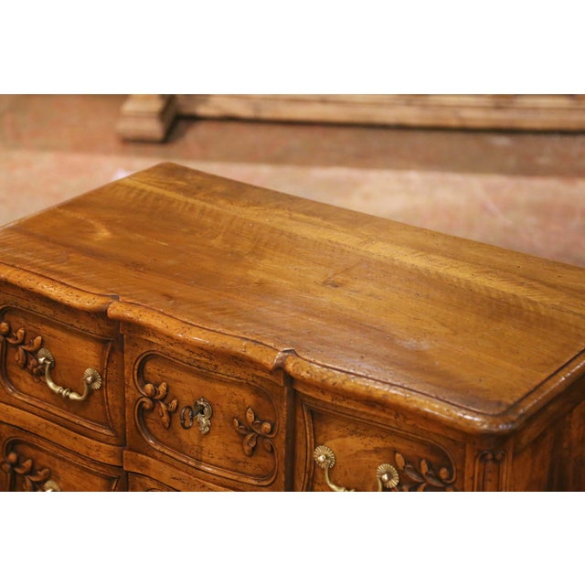 French Early 20th Century French Louis XV Carved Walnut Chest of Drawers From Provence For Sale - Image 3 of 12