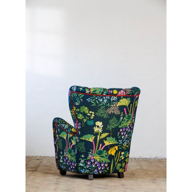No. 915 Chair in Printed Upholstery by Gocken Jobs, 1940s For Sale - Image 4 of 6