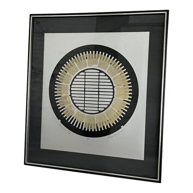 Motivated Seller: 1970s Seena Donneson , Black, Gold & Silver Mixed-Media Art. For Sale