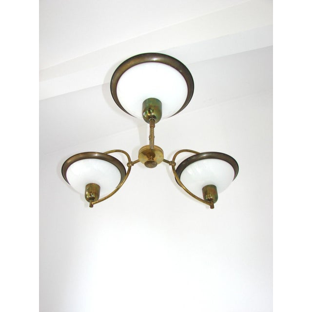 Modern Vintage Hanging Lamp inn Brass and Glass, 1960s For Sale - Image 3 of 6