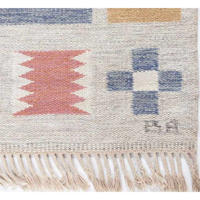 Mid 20th Century Doris Leslie Blau Vintage Swedish Flat Woven Rug by Bitte Ahlgren For Sale - Image 5 of 9