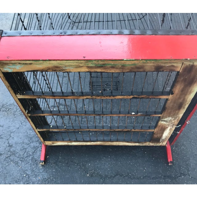 Large Victorian Red Black Bird Cage For Sale - Image 11 of 13