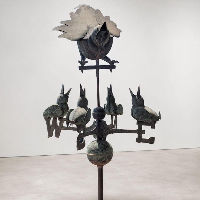 Early 20th Century Italian Weathervane in Three-Dimensional Copper with Birds and Original Patina For Sale - Image 5 of 9