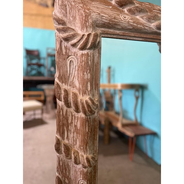 1980s Extremely Large Vintage Italian Hand-Carved Faux Bois Rope & Knot Mirror, Circa 1980s For Sale - Image 5 of 11