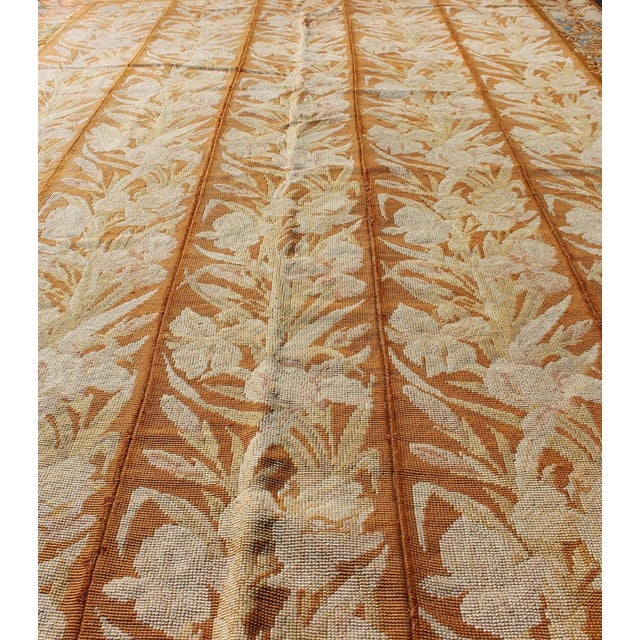 Textile Antique Aubusson Tapestry With Golden Column Panels of Irises 4'10" X 8'10" For Sale - Image 7 of 9