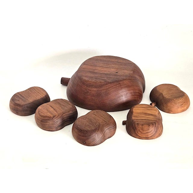 Dansk Mid 20th Century Teak Wood Apple Shaped Salad Bowls, 6 Pieces For Sale - Image 4 of 10