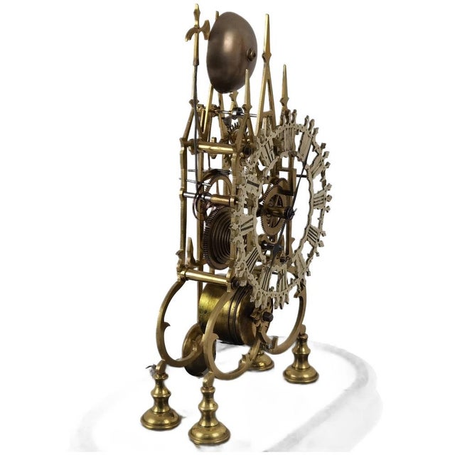 Rococo Antique English Skeleton Clock with Glass Dome, 1865 For Sale - Image 3 of 18