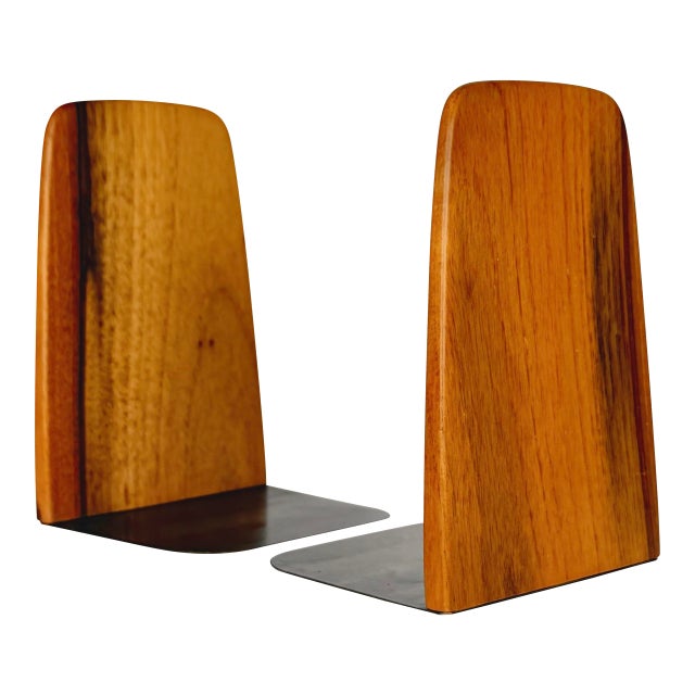 Mid-Century Sculptural Teak Bookends For Sale