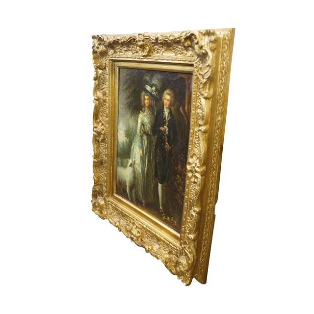 Late 20th century oil on linen painting after "Mr and Mrs William Hallett aka The Morning Walk" by Sir Thomas...