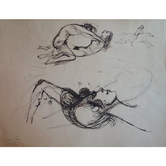Edouard Goerg, Nude Brothel Scene, Ink Drawing For Sale - Image 5 of 8