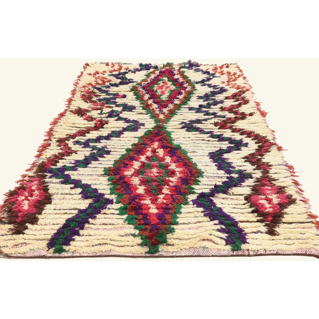 Tribal Vintage Azilal Boucherouite Moroccan Rug, 02'11 X 06'04 For Sale - Image 3 of 10