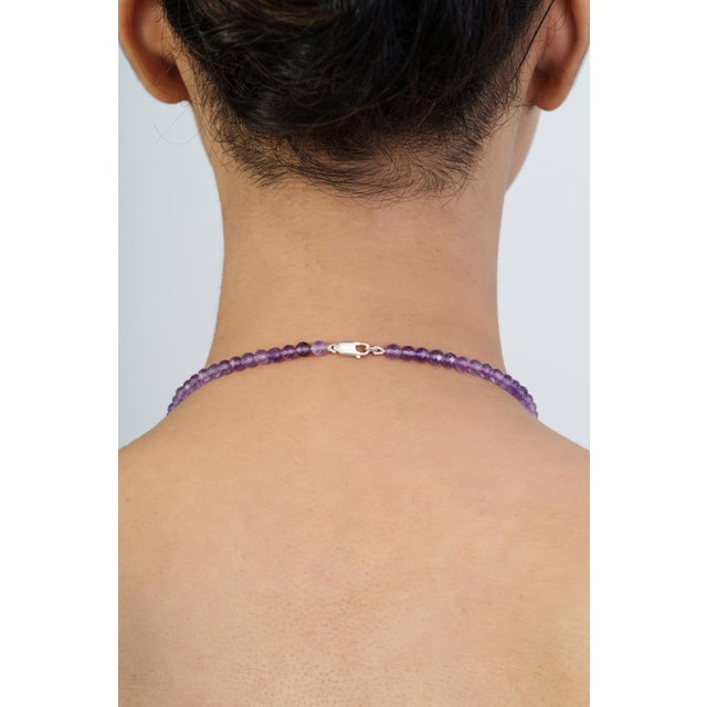 Handcrafted 116 Ct Natural Amethyst Beaded Necklace 26 Inch - February Birthstone For Sale - Image 10 of 14
