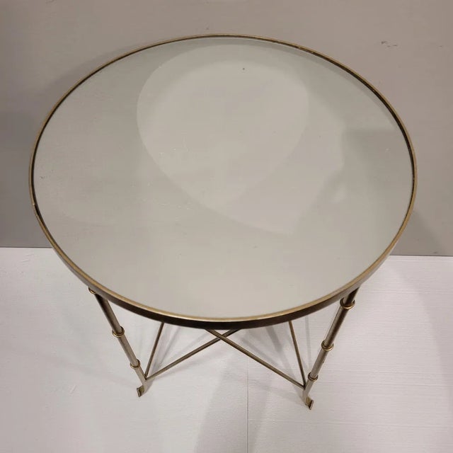Gold Circular Side Table with Mirror Top in the style of Maison Jansen, France, 1980s For Sale - Image 8 of 13