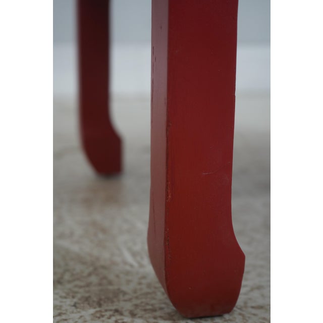 Pair of Chinese Style Red Bird & Flower Ottoman or Stools - New Upholstery For Sale - Image 11 of 12