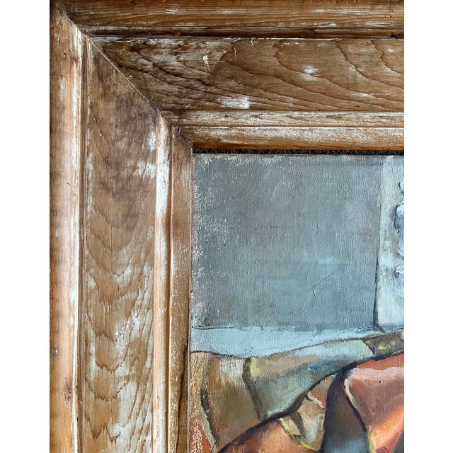Wood 1940's Original Oil on Canvas-"Autumn Still Life"-Antique Frame For Sale - Image 7 of 11