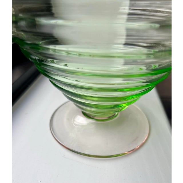 1940s Watermelon Glass Ribbed Fruit Bowl For Sale - Image 9 of 11