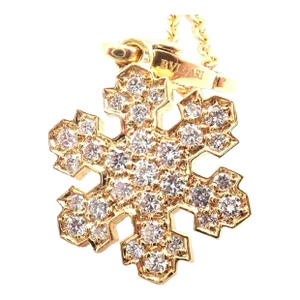 Bulgari Bvlgari Fiocco De Neve Snowflake 18k Gold Diamond Pendant Necklace Paper