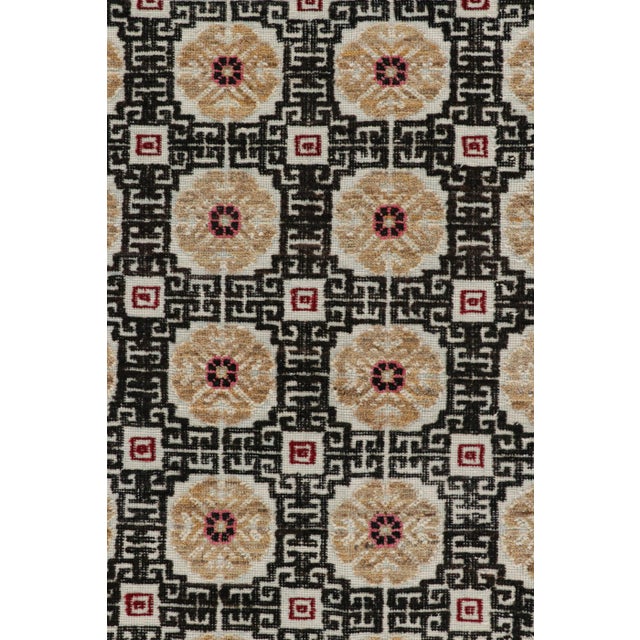Modern Rug & Kilim’s Khotan Style Rug in Black With Colorful Rosette Medallions For Sale - Image 3 of 8