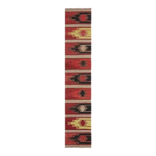 Vintage Mid-Century Sivas Red and Brown Wool Kilim Rug With Mint, Pink, and Blue Accents For Sale
