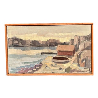 Gustaf Olsson, Seascape, 1950s, Oil Painting on Canvas, Framed For Sale