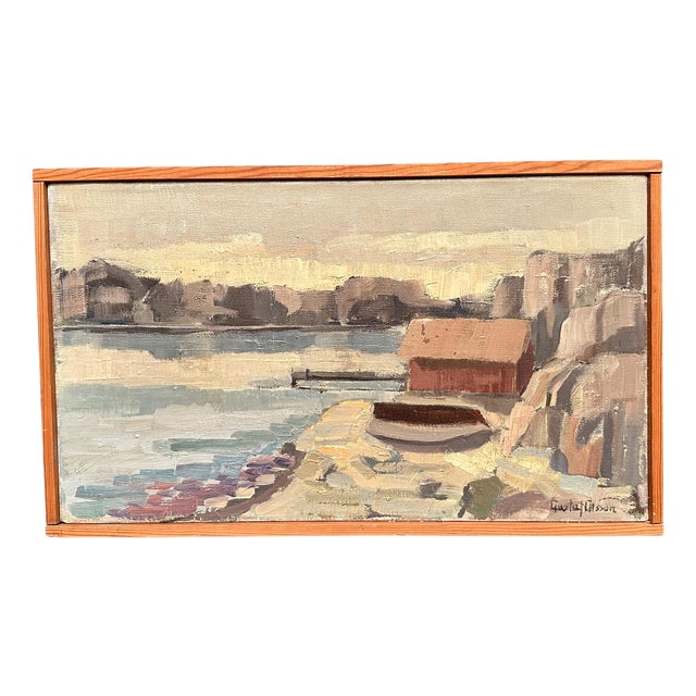 Gustaf Olsson, Seascape, 1950s, Oil Painting on Canvas, Framed For Sale