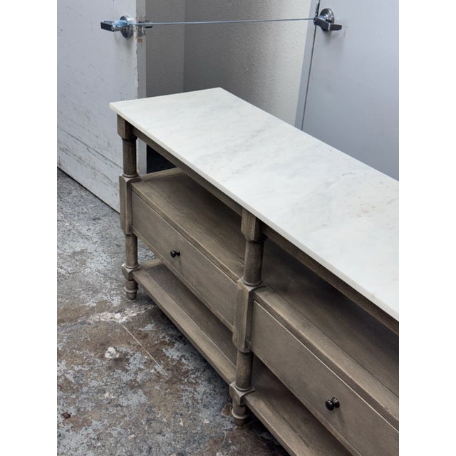 Wood Williams-Sonoma for Pottery Barn Alexandra Marble Console Table For Sale - Image 7 of 12