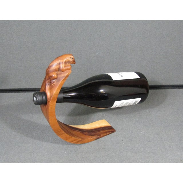 Modern Signed Nengah Sudarsana Balinese Suar Wood Lizard Wine Bottle Holder For Sale - Image 12 of 13