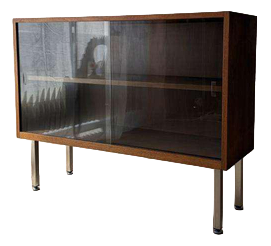 Walnut Display Cabinet with Smoked Glass, 1960s