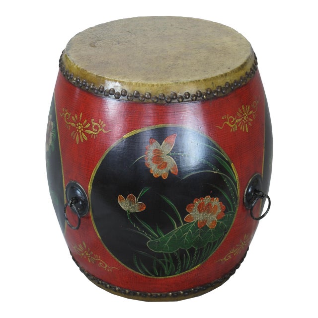 Asian Antique Hand Painted Drum Accent Table Chairish