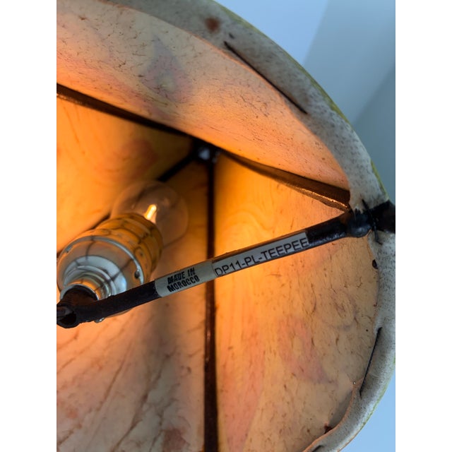 Vintage Moroccan Hand Made Leather Wrought Iron Hanna Dyes Table Accent Lamp For Sale - Image 9 of 11