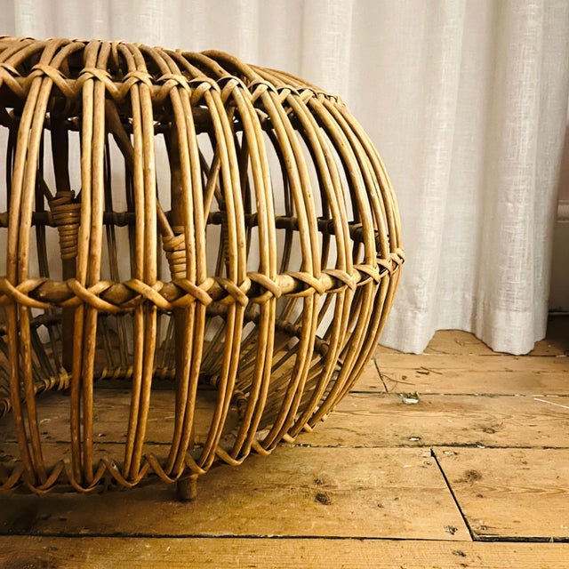 Wood Large Bamboo Lobster Pot Ottoman by Franco Albini For Sale - Image 7 of 8