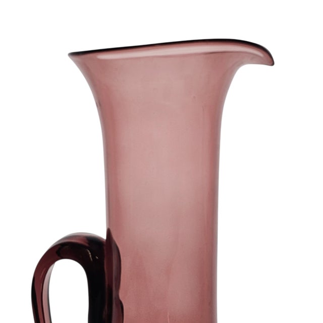 1950s 1950s Wayne Husted for Blenko Model 579 Amethyst Hand Blown Pitcher Vase 16.5" For Sale - Image 5 of 8