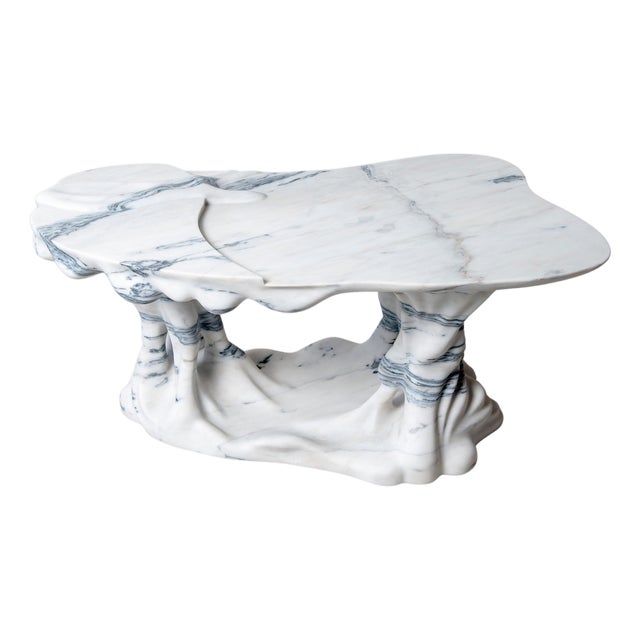 Marsili Handmade Coffee Table in White Marble by Manta For Sale