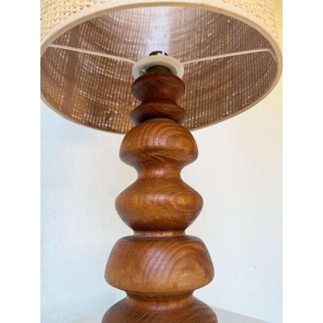 Turned Oak Table Lamp, 1950s For Sale - Image 9 of 18
